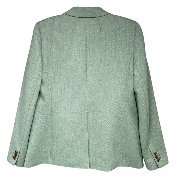 J. Crew Green Herringbone Wool Blend Holland Single Button Blazer Women’s 12 - Picture 8 of 12